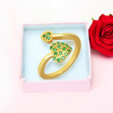 Gorgeous Gold Plated Emerald Heart Finger Ring