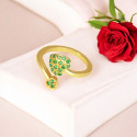 Gorgeous Gold Plated Emerald Heart Finger Ring