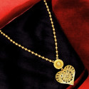 Simple Gold Plated Ball Chain With Heart Pendant