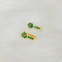 Gold Plated Emerald Stone Floral Second Studs/Nose Studs