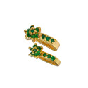 Gold Plated Emerald Stone Floral Second Studs/Nose Studs