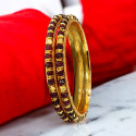 Stunning Gold Plated Maroon Crystal And Golden Beads Bangles