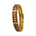 Stunning Gold Plated Maroon Crystal And Golden Beads Bangles