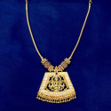 Gold Plated Ruby Stone Lakshmi Pendant Necklace