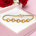 Round Design Cute Ruby Cz Ladies Gold Plated Bracelet