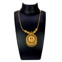 Contemporary Gold Plated Ruby Stones Lakshmi Pendant Necklace