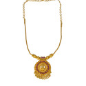 Contemporary Gold Plated Ruby Stones Lakshmi Pendant Necklace