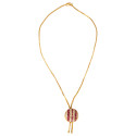 Simple Gold Plated Ruby CZ Pendant Chain