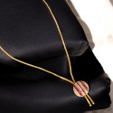 Simple Gold Plated Ruby CZ Pendant Chain