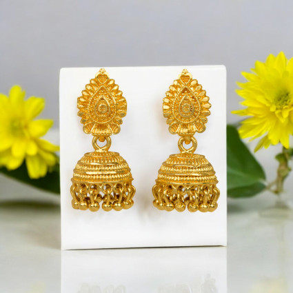 Contemporary Gold Plated Designer Jhumka Earrings