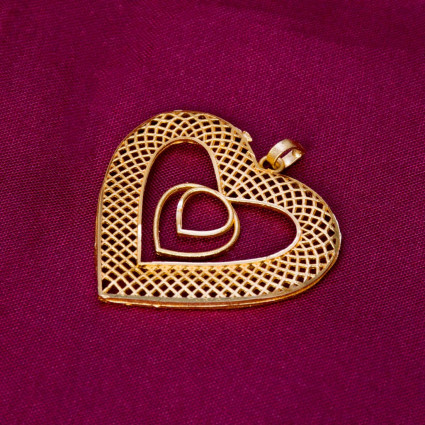 Gorgeous Big Gold Plated Heart Design Pendant