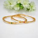 Trendy Gold Plated Ruby Emerald CZ Thin Bangles