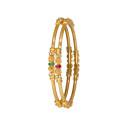 Trendy Gold Plated Ruby Emerald CZ Thin Bangles