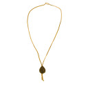 Simple Gold Plated Gopi Stone Pendant Chain