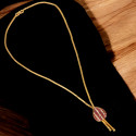 Simple Gold Plated CZ Stone Gopi Pendant Chain