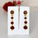 Stylish Gold Plated 3 Step Crystal Drop Earrings