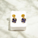 Gold Plated Square Blue CZ Stone Ear Stud Second Stud Nose stud