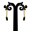 Classic Gold Plated Black Crystal Raindrop Earrings