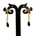 Classic Gold Plated Black Crystal Raindrop Earrings