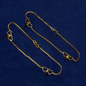 Black Crystal Hanging Gold Plated Double Hearts Anklets Payal