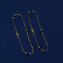 Gold Plated Black Crystal And Golden Beads Anklets Payal