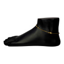 Gold Plated Double Black Crystal Link Chain Anklets Payal