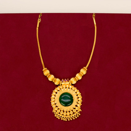 Premium Kerala Traditional Green Enamel Pathakkam Necklace