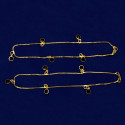 Gold Plated Black Crystal Hanging Box Chain Anklets