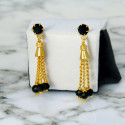 Stylish Black crystal chain tassels drop earrings
