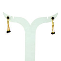 Stylish Black crystal chain tassels drop earrings