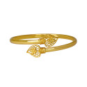 Elegant Gold Plated Floral Heart Open Bangle