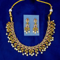 Elegant Multi Colour Stone Pearl Hanging Necklace Set