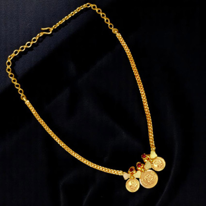 Gold Plated Red Triple Kasu Necklace