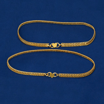 Trendy Gold Plated Flat Designer Chain Anklets/Payal