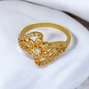 Floral Gold Plated Ruby CZ Stone Ladies Finger Ring