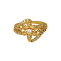 Floral Gold Plated Ruby CZ Stone Ladies Finger Ring