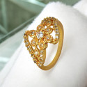 Floral Gold Plated Ruby CZ Stone Ladies Finger Ring