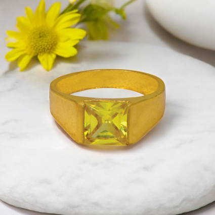 Yellow Sapphire Gold Plated Gent's Finger Ring