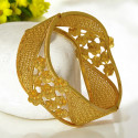 Elegant Floral Premium Gold Plated Broad Bridal Bangle
