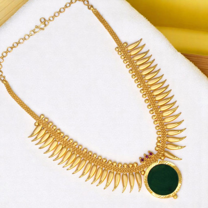 Kerala Gold Plated Mullamottu Enamel Pendant Necklace
