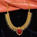 Kerala Gold Plated Mullamottu Enamel Pendant Necklace