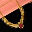 Kerala Gold Plated Mullamottu Enamel Pendant Necklace