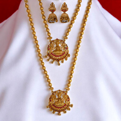 Traditional Matte Gold Plated Lakshmi Bridal Jewellery Set