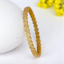 Trendy Round Floral Design White CZ Bangle