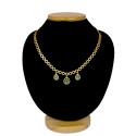 Round Cubic Zirconia Necklace with Emerald Stones