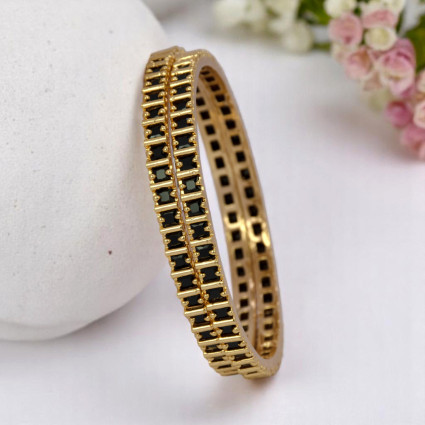 Gold Plated Square Semi Precious Stone Bangles