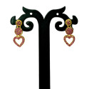 Stunning Gold Plated Ruby Stone Heart Drop Earrings