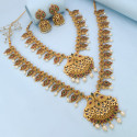 Antique Gold Plated Mango Peacock Bridal Jewellery Set