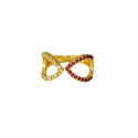Dual-Triangle Gold-Plated Stone Finger Ring