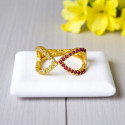 Dual-Triangle Gold Plated Stone Finger Ring